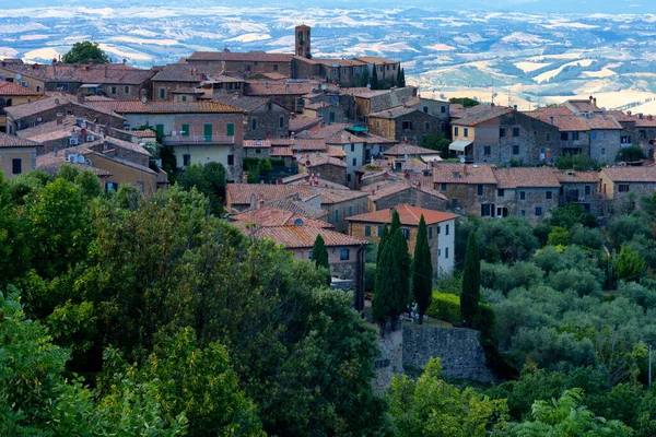 Landelijk Landschap Buurt Van Montalcino Provincie Siena Toscane Italië Zomer — Stockfoto