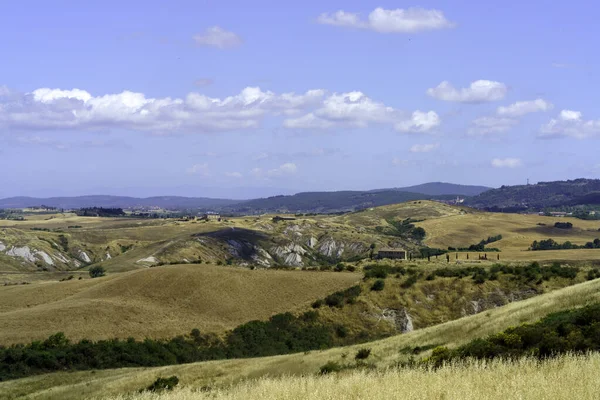 Venkovská Krajina Poblíž Asciano Provincie Siena Toskánsko Itálie Létě — Stock fotografie