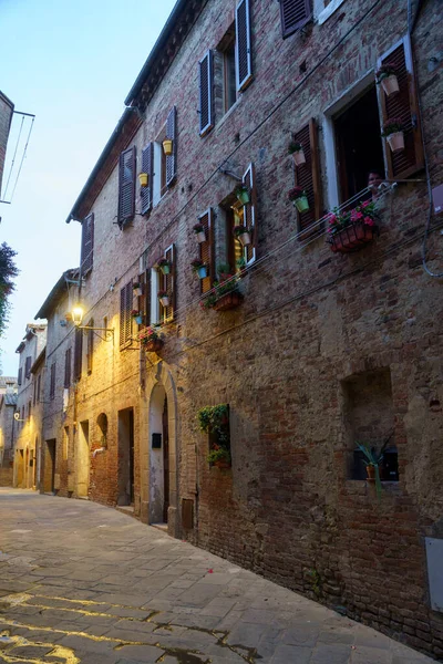 Buonconvento Cidade Medieval Província Siena Toscana Itália Noite — Fotografia de Stock