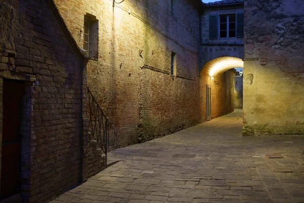 Buonconvento Medeltida Stad Sienaprovinsen Toscana Italien Natten — Stockfoto