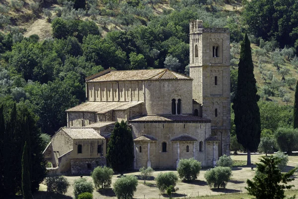 Eglise Médiévale Sant Antimo Dans Province Sienne Toscane Italie — Photo