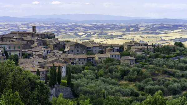 Landsbygdslandskap Nära Montalcino Sienaprovinsen Toscana Italien Sommaren — Stockfoto