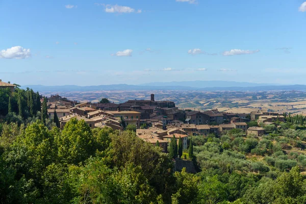Paisaje Rural Cerca Montalcino Provincia Siena Toscana Italia Verano — Foto de Stock