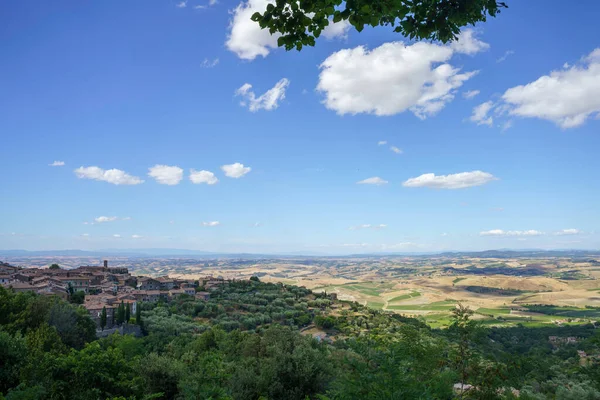 Αγροτικό Τοπίο Κοντά Στο Montalcino Επαρχία Σιένα Τοσκάνη Ιταλία Καλοκαίρι — Φωτογραφία Αρχείου