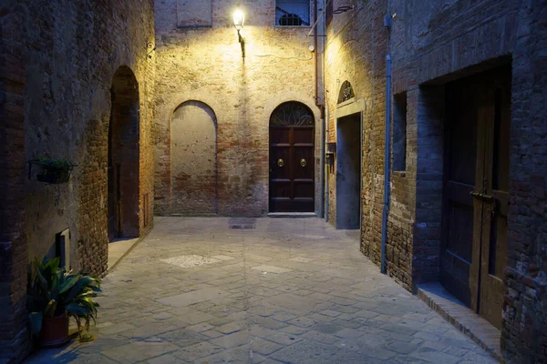 Buonconvento Ciudad Medieval Provincia Siena Toscana Italia Por Noche — Foto de Stock
