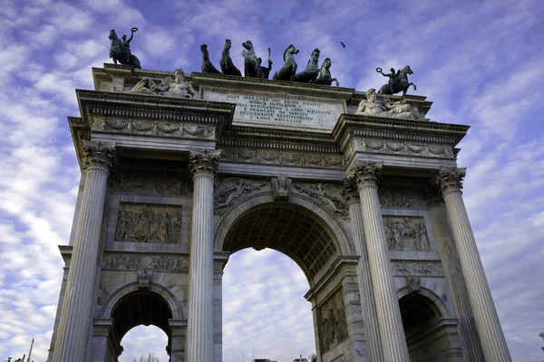 Milano Lombardiet Italien Historiska Bågen Kallas Arco Della Pace — Stockfoto