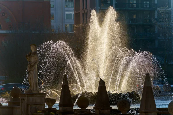 Mediolan Lombardia Włochy Fontanna Four Seasons Parku Citylife — Zdjęcie stockowe