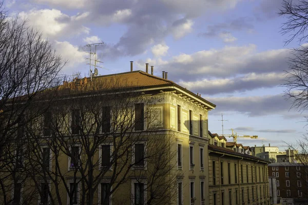 Мілан Ломбардія Італія Старі Типові Житлові Будинки Вздовж Єро Делла — стокове фото