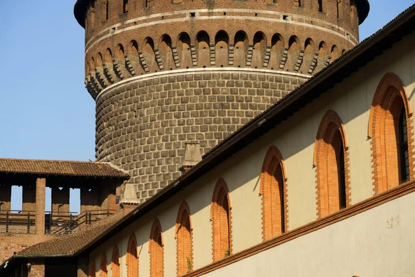Милан Ломбардия Италия Средневековый Замок Известный Каччо Сфорцеско — стоковое фото