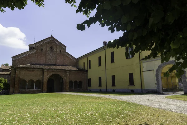 Exterior Medieval Church Abbadia Cerreto Lodi Province Lombardy Italy — ストック写真