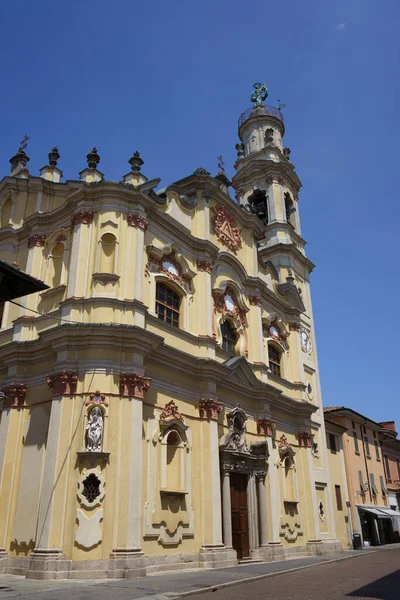 Crema Cremona Tartomány Lombardia Olaszország Történelmi Santissima Trinita Templom Homlokzata — Stock Fotó