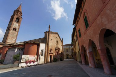 Exterior of the medieval San Bassiano church at Pizzighettone, Cremona province, Lombardy, Italy
