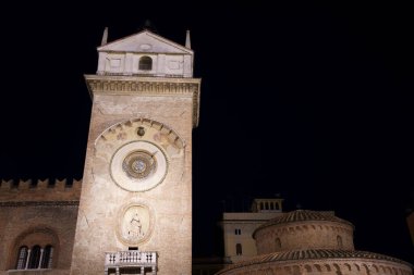 Mantua, Lombardy, Italy: historic buildings by night