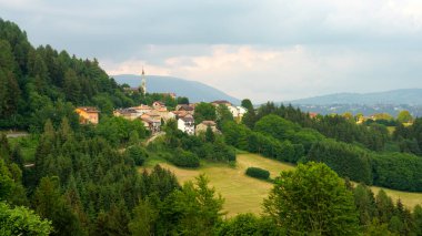 Road to Asiago near Albaredo, Rotzo, in Vicenza province, Veneto, Italy, at summer clipart