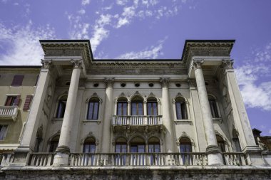 Exterior of historic buildings of Feltre, Belluno province, Veneto, Italy