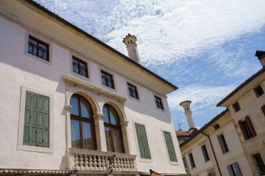 Exterior of historic buildings of Feltre, Belluno province, Veneto, Italy