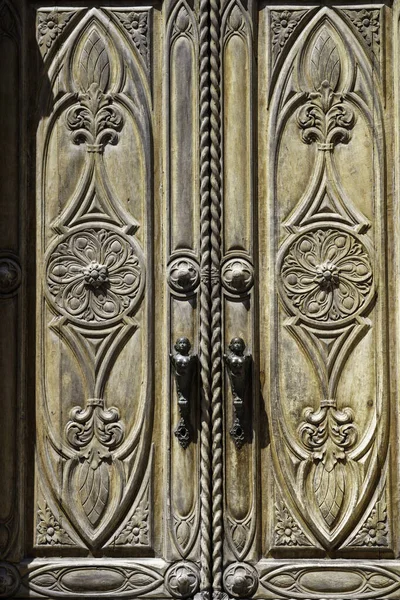 Exterior Historic Buildings Feltre Belluno Province Veneto Italy Wooden Door — ストック写真