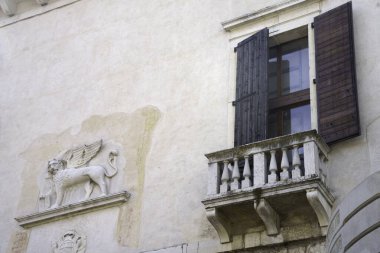 Exterior of historic buildings of Feltre, Belluno province, Veneto, Italy