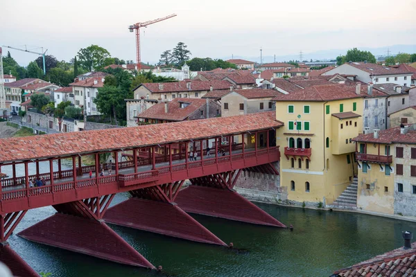 Bassano Del Grappa Provincii Vicenza Benátsko Itálie Slavný Dřevěný Most — Stock fotografie