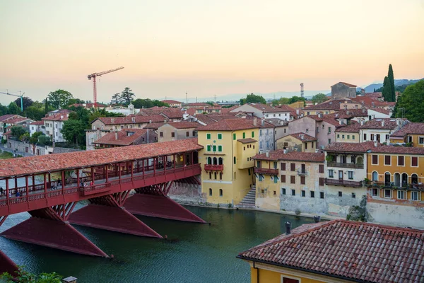 Bassano Del Grappa Provincii Vicenza Benátsko Itálie Slavný Dřevěný Most — Stock fotografie