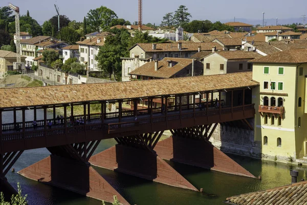 Bassano Del Grappa Provincii Vicenza Benátsko Itálie Slavný Dřevěný Most — Stock fotografie