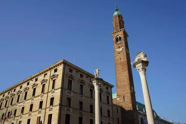 Buitenkant Van Historische Gebouwen Vicenza Veneto Italië Piazza Dei Signori — Stockfoto