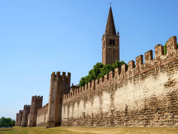 Středověké Hradby Montagnana Provincii Padova Benátsko Itálie — Stock fotografie