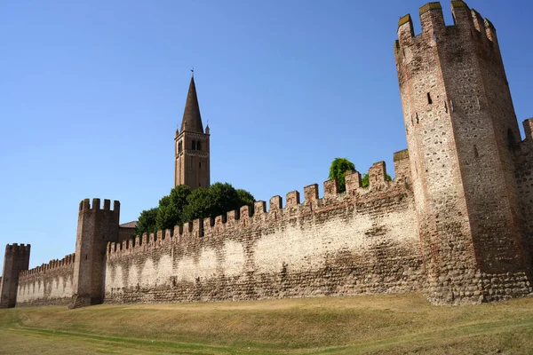 Die Mittelalterlichen Mauern Von Montagnana Der Provinz Padua Venetien Italien — Stockfoto