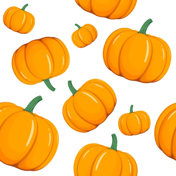 Scattered pumpkins seamless vector pattern, isolated on background. — Stock Vector