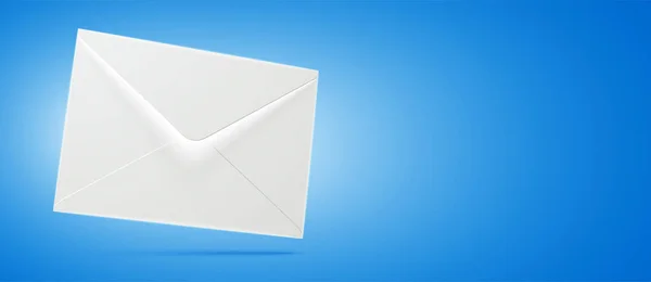 Envelope branco brilhante em um fundo gradiente azul. —  Vetores de Stock