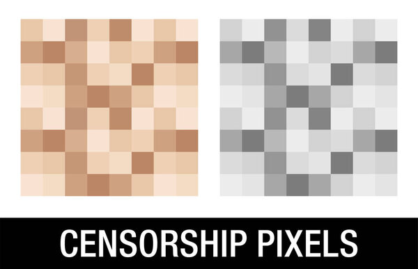 Censorship blur effect, isolated on a white background. Censor blurry pixels, vector element