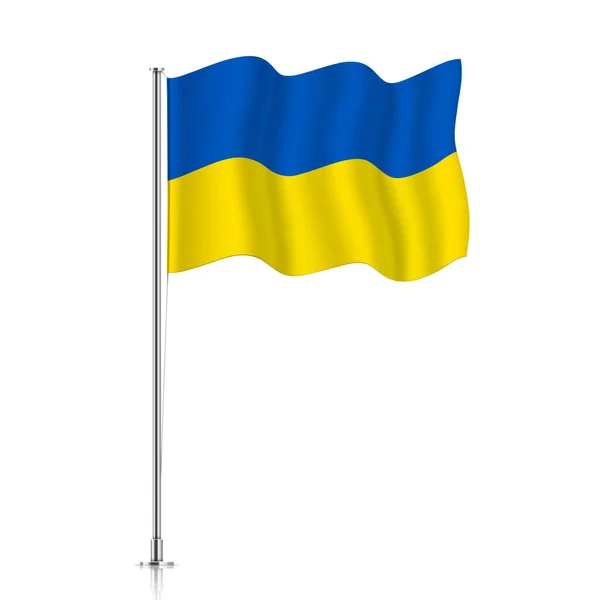 Bandera de Ucrania ondeando sobre un poste metálico. — Archivo Imágenes Vectoriales