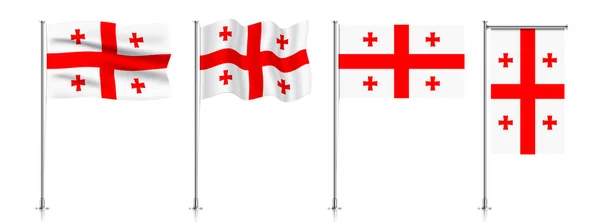 Conjunto de bandeiras da Geórgia no pólo metálico. — Vetor de Stock