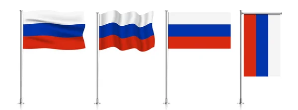 Set de banderas de Rusia en poste metálico. — Vector de stock