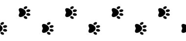 Hayvanın ayak izi siyah vektör pürüzsüz desen. Kedi ya da köpek ayak izi, beyaz arka planda izole edilmiş.