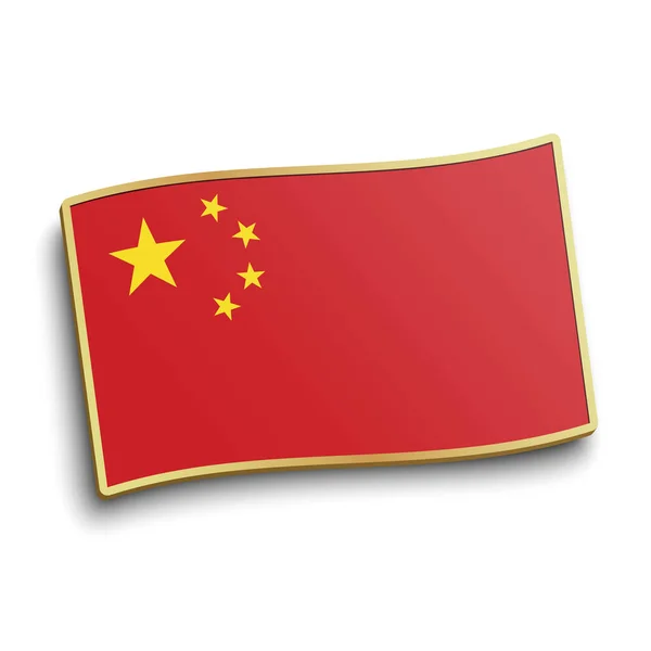 Золотой значок флага Китая изолирован на белом фоне. Векторная иллюстрация китайского флага. — стоковый вектор