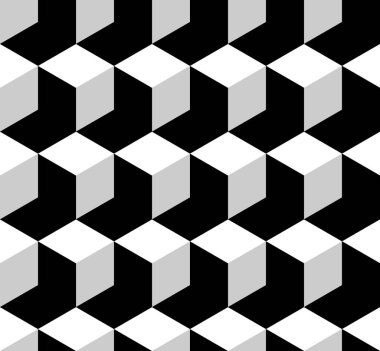 Küp şekli kusursuz vektör deseni. İzometrik bloklu soyut geometrik arkaplan.