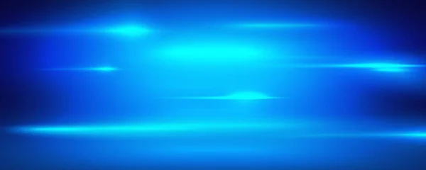 Blue lights and clouds blurred horizontal vector background. Abstract blue shining backdrop — Stockvektor