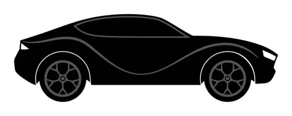 Coupe sports car side view, black vector silhouette isolated on white background — Vettoriale Stock