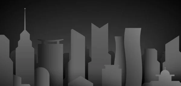 Centro de paisaje urbano con rascacielos modelo de papel negro, arquitectónico, fondo vector de negocios — Vector de stock