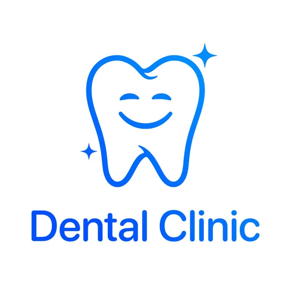 Diente feliz icono de vector azul, plantilla de logotipo clínica dental — Archivo Imágenes Vectoriales