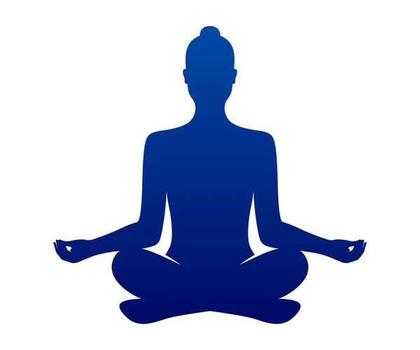 Mujer Del Yoga Una Pose Loto Silueta Femenina Relajante Meditativa — Vector de stock