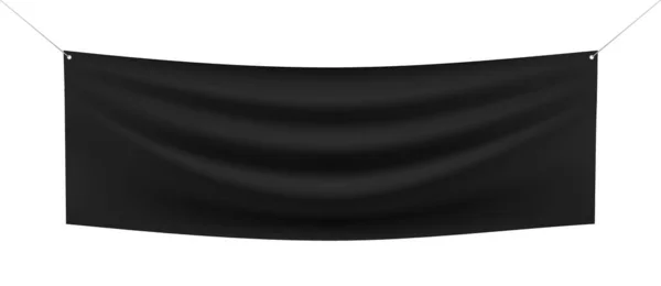 Флаг Черного Полотна Висит Канатах Изолированный Белом Фоне Макет Текстильного — стоковый вектор