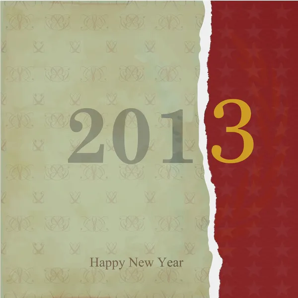Παλιό, σχισμένο χαρτί με τις λέξεις Ευτυχισμένο το νέο έτος — Διανυσματικό Αρχείο