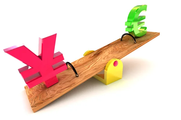 Stong Yen against Euro — Stock Photo, Image