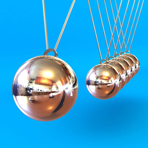 Newtons Cradle against a Blue Background — Stock Photo, Image