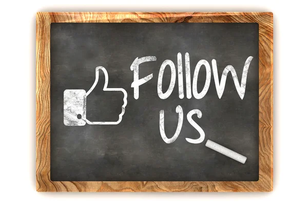 Blackboard showing "follow us" as used in social networks — Stock Photo, Image