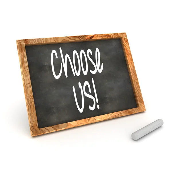 Blackboard showing "Choose Us!" — Stock Photo, Image