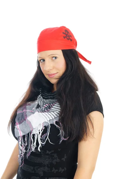 海賊の帽子を持つ女性 — ストック写真