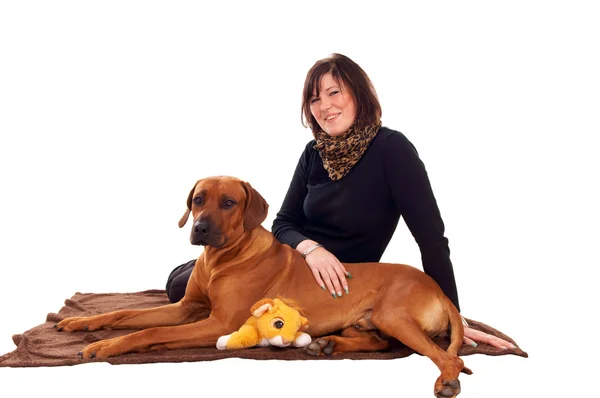 Frau und Hund — Stockfoto